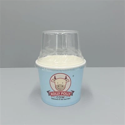 Twb Papur Hufen Iâ 12 owns gyda chaead plastig ar gyfer parlyrau hufen iâ