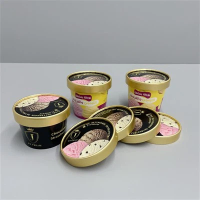 Caead papur argraffu euraidd ar gyfer cwpan hufen iâ