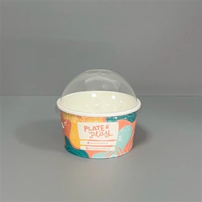 Tybiau Hufen Iâ Argraffedig gyda Chaeadau Cromen ar gyfer Stondinau Parciau Diddordeb